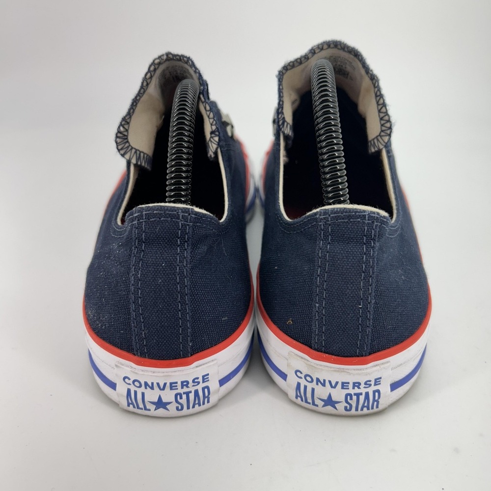 Converse Navy Canvas Slip-On Sneakers with White Toe and Red/Blue Trim - Picture 6 of 16